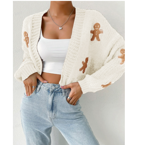 Gingerbread Pattern Cardigan for Women (One Piece)
