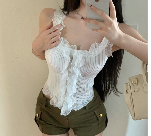 Vintage French Court Style Lace Splicing Undershirt