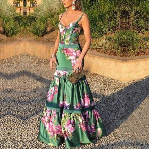 Elegant Women's Long Evening Dress with Straps