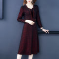 High-End Long-Sleeved Dress: Slimming & Youthful Look