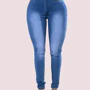 High-Rise Stretchy Blue Jeans for Everyday Comfort