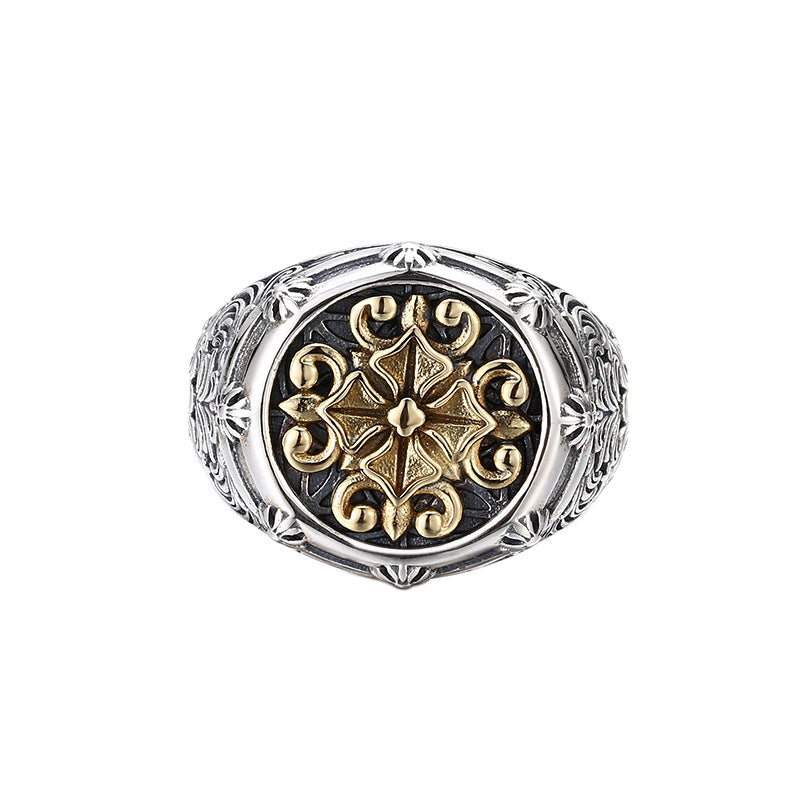 Sterling Silver Cross Pattern Ring - 925 Authentic Design