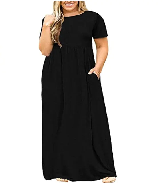 Plus Size Women’s Maxi Dress with Short Sleeves