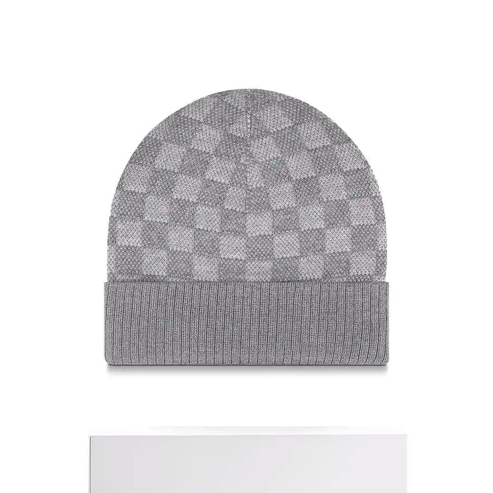 Plaid Knitted Women's Hat for Chess Enthusiasts