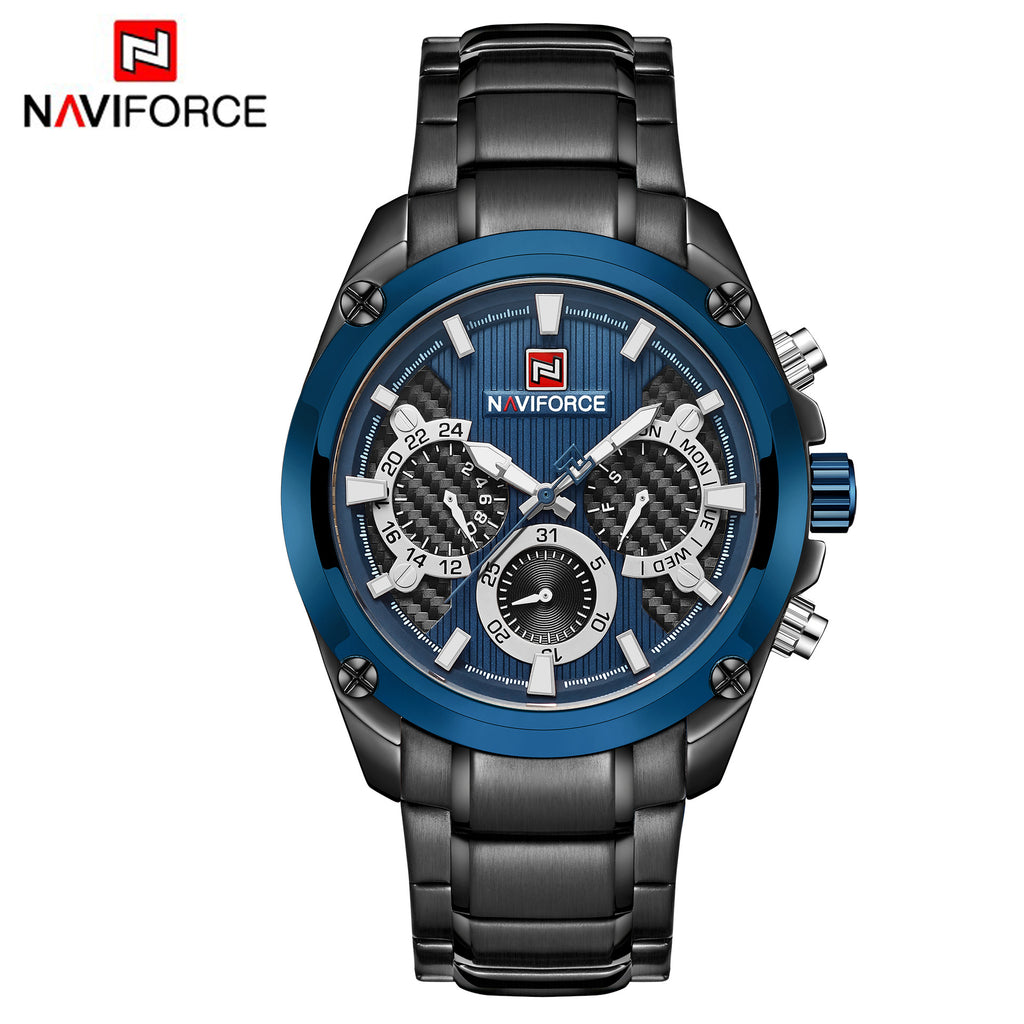 NAVIFORCE Men's Steel Band Watch for Sports & Business