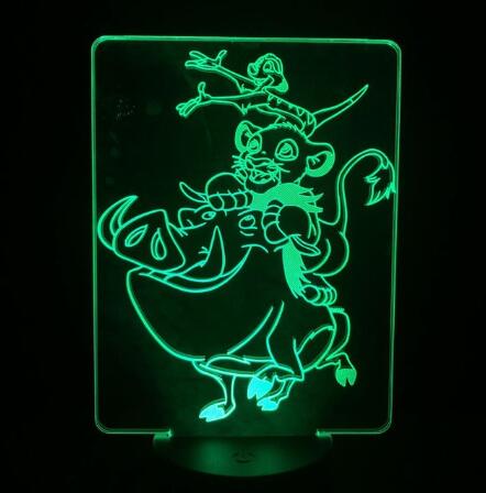 Colorful Touch Remote LED Visual Lamp - Lion King 3D Night Light