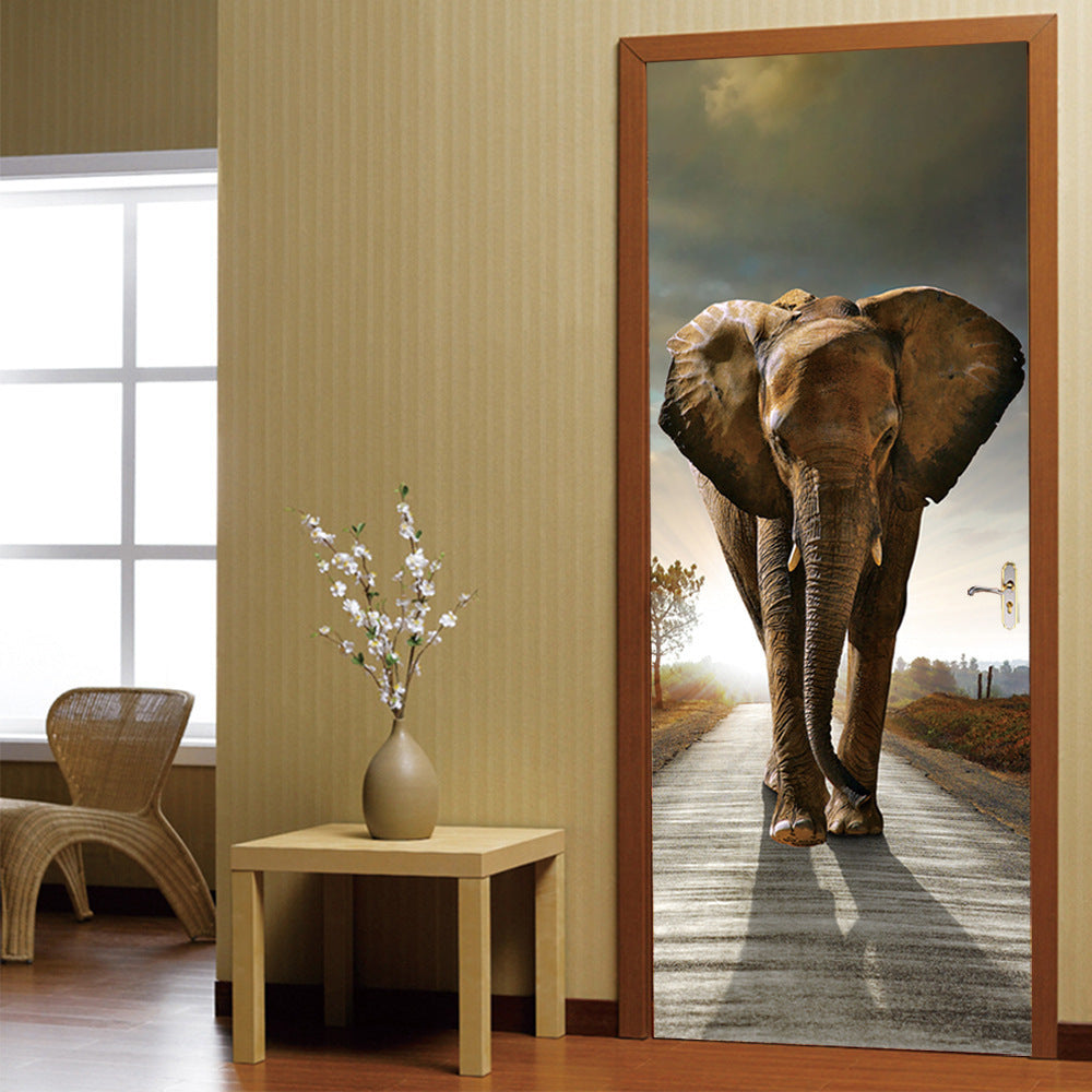 Waterproof 3D Elephant Door Sticker