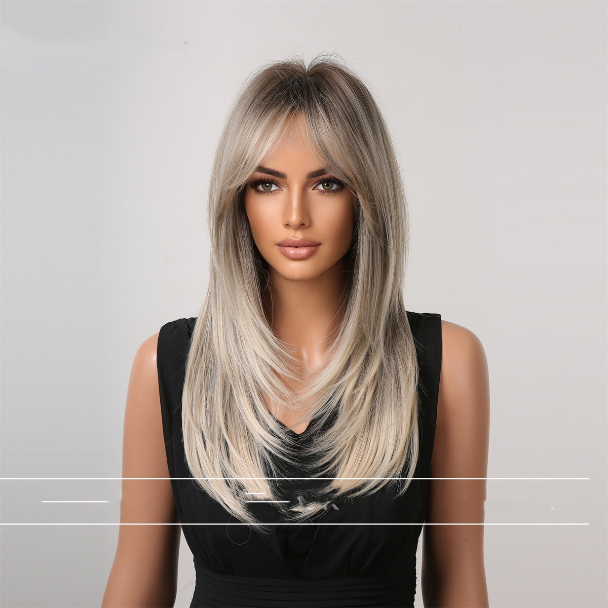 Medium Length Eight Character Bangs Fashion Wig