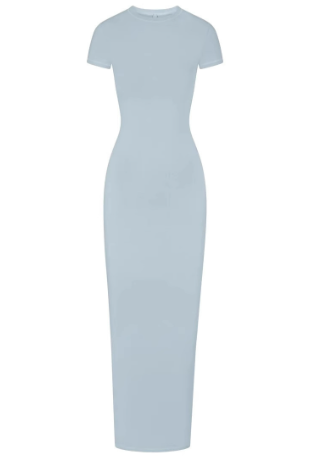 New Short Sleeve Split Thread Sheath Dress