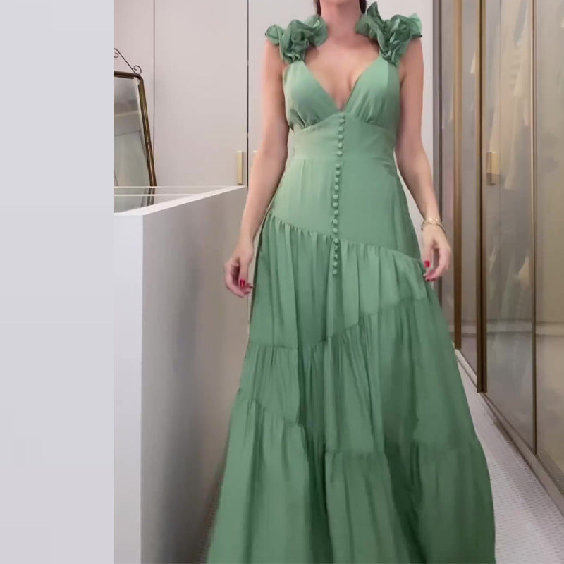 2023 Autumn New Elegant Solid Color Beach Maxi Dress