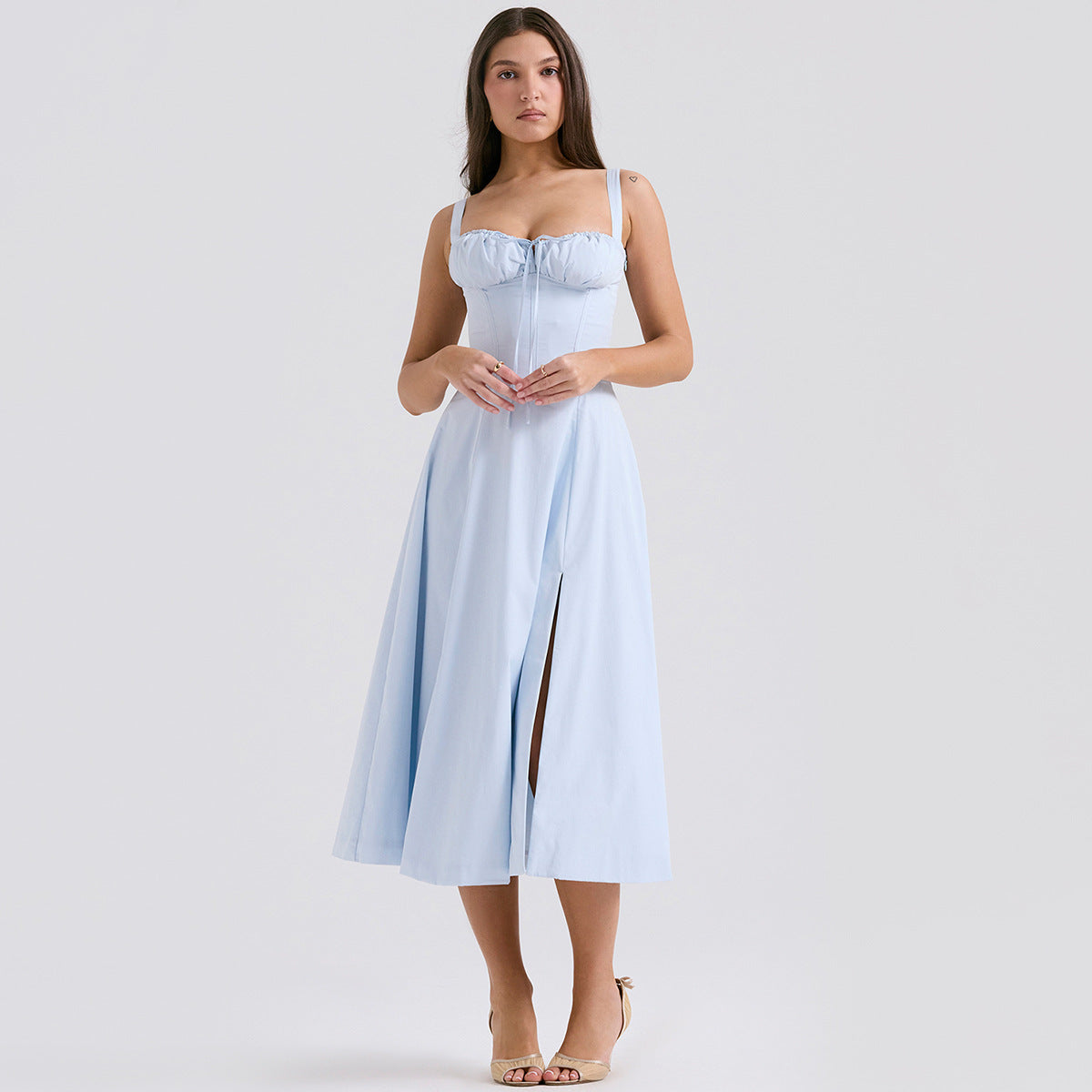 Sexy Backless Floral Midi Dress for Vacation Style