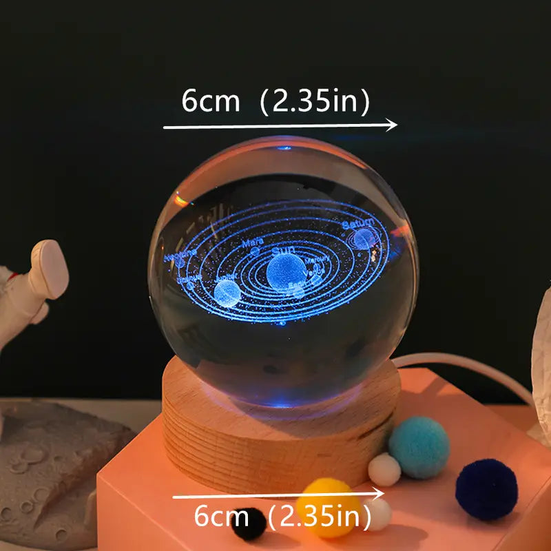 3D Solar System Crystal Ball with LED Lamp Stand