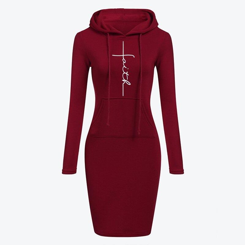 Long-Sleeved Hooded Sweatshirt Dress for Women