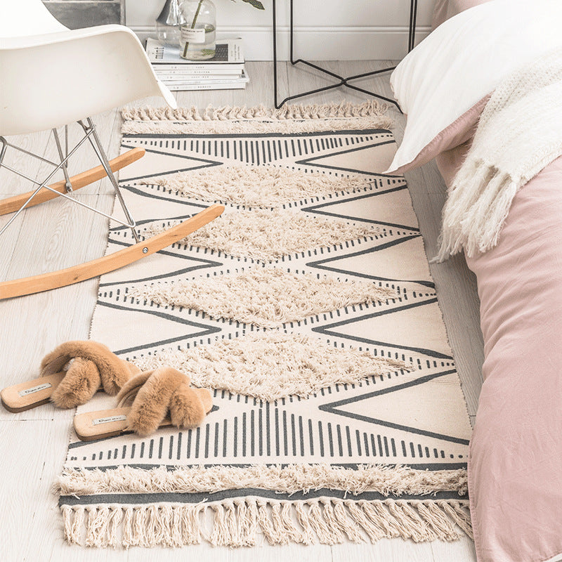 Non-Slip Cotton Bathroom Mat with Woven Design