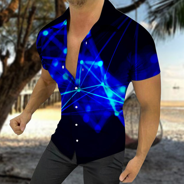 Men's Casual Summer Hawaiian Print Short Sleeve Shirt