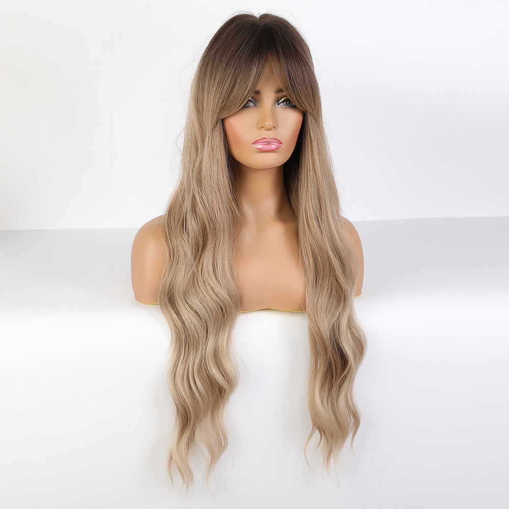 Golden Unicorn Long Wavy Heat-Resistant Wig with Bangs
