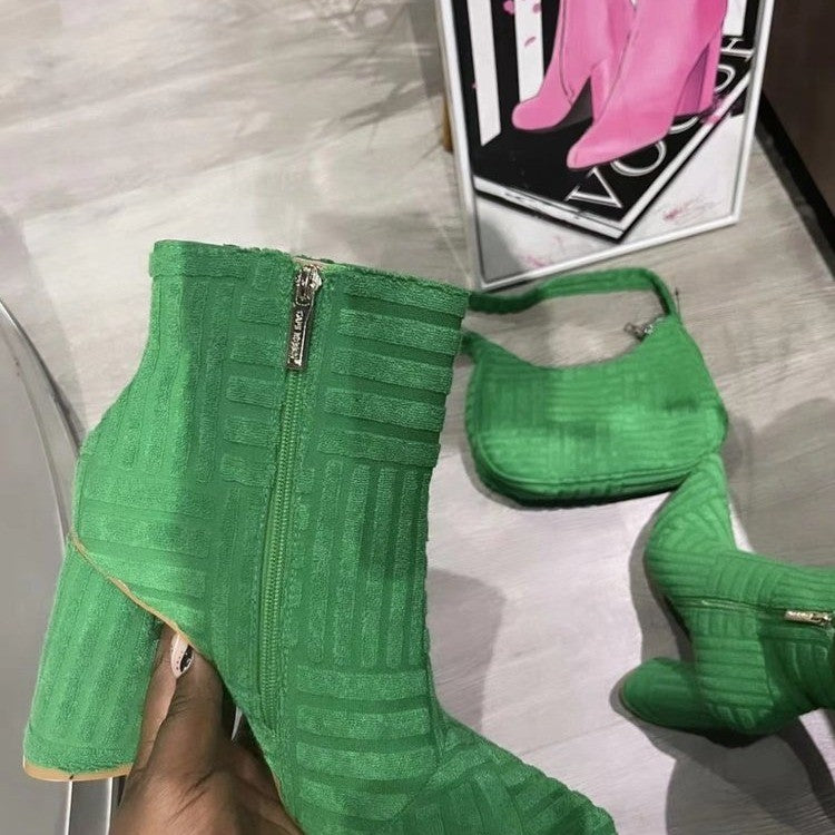 Women's Fashion Heeled Boots with Pointed Toe