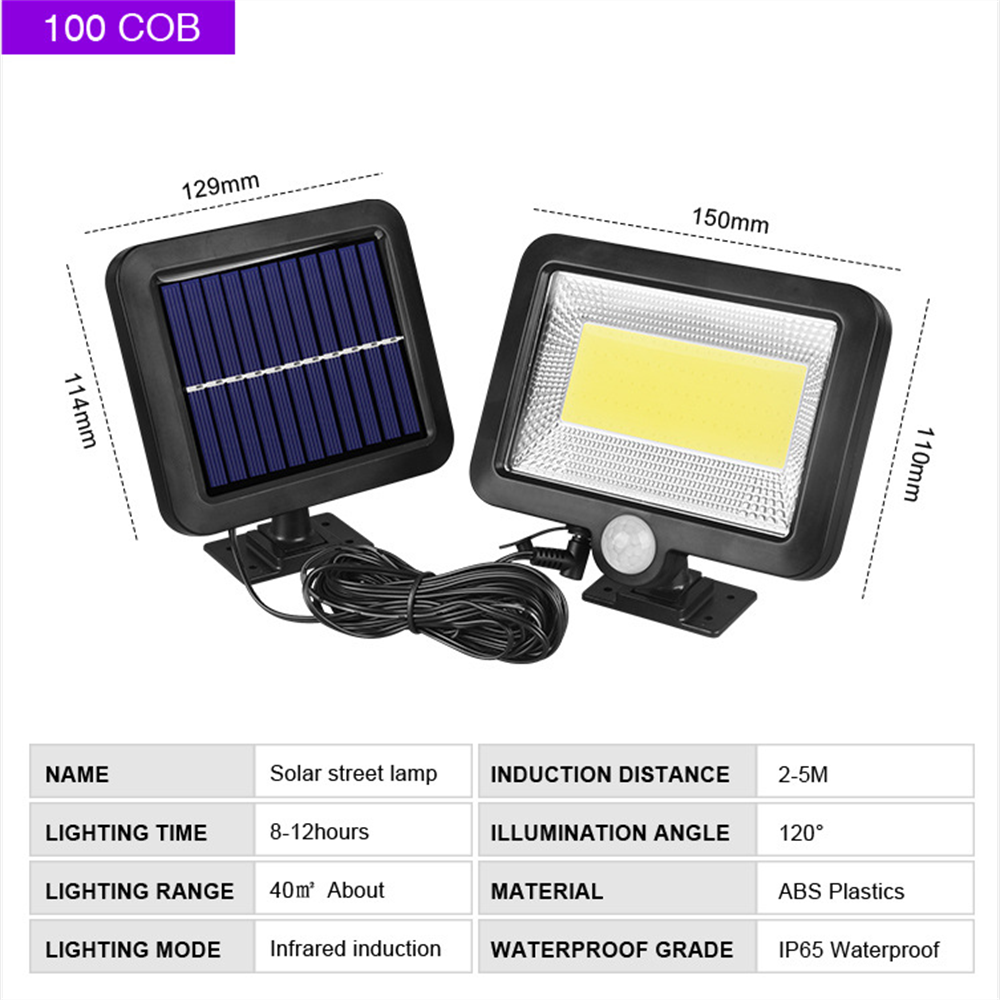 COB LED Solar Powered Motion Sensor Security Lamp