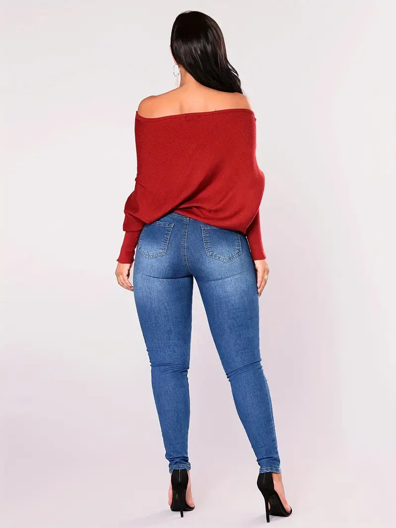 High-Rise Stretchy Blue Jeans for Everyday Comfort