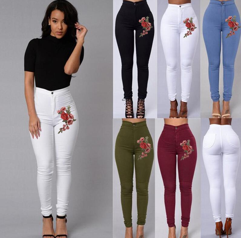 Embroidered Pencil Pants for Women