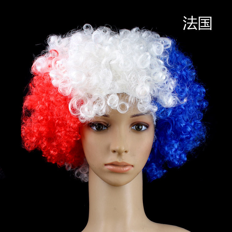 European Cup World Cup Flag Color Wig for Parties
