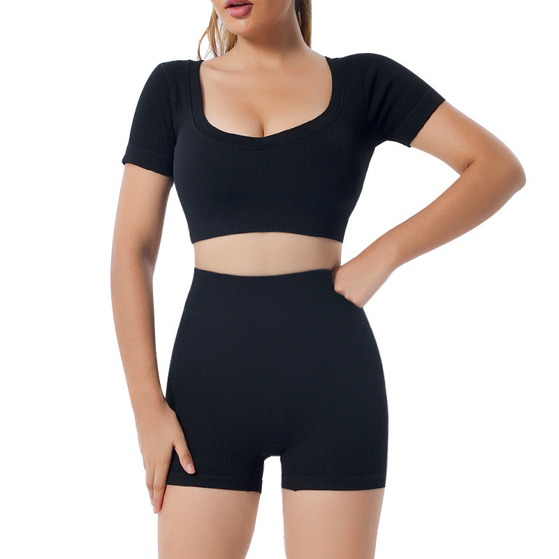 Seamless Yoga Set with Long Sleeve Top and Pants