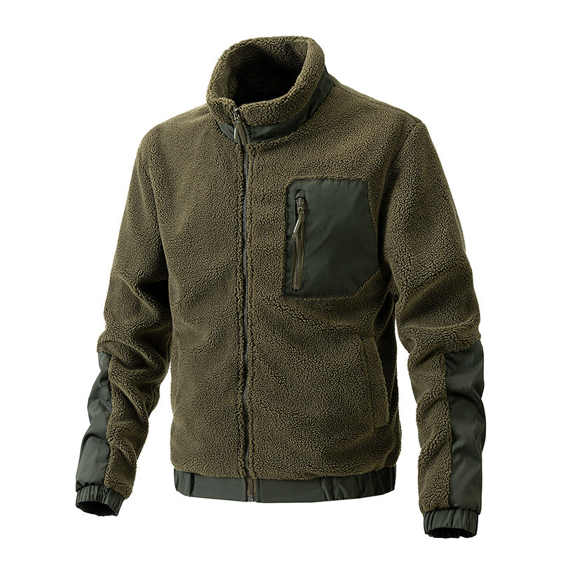 Men's Fleece Jacket with Stand Collar - Autumn/Winter Fashion