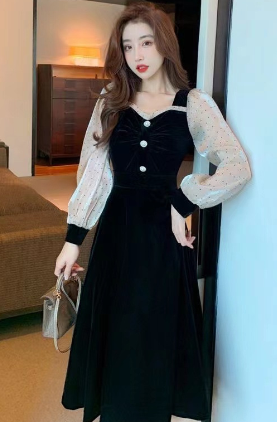Plus Size Women's Long Fashion Stitching Red Dress