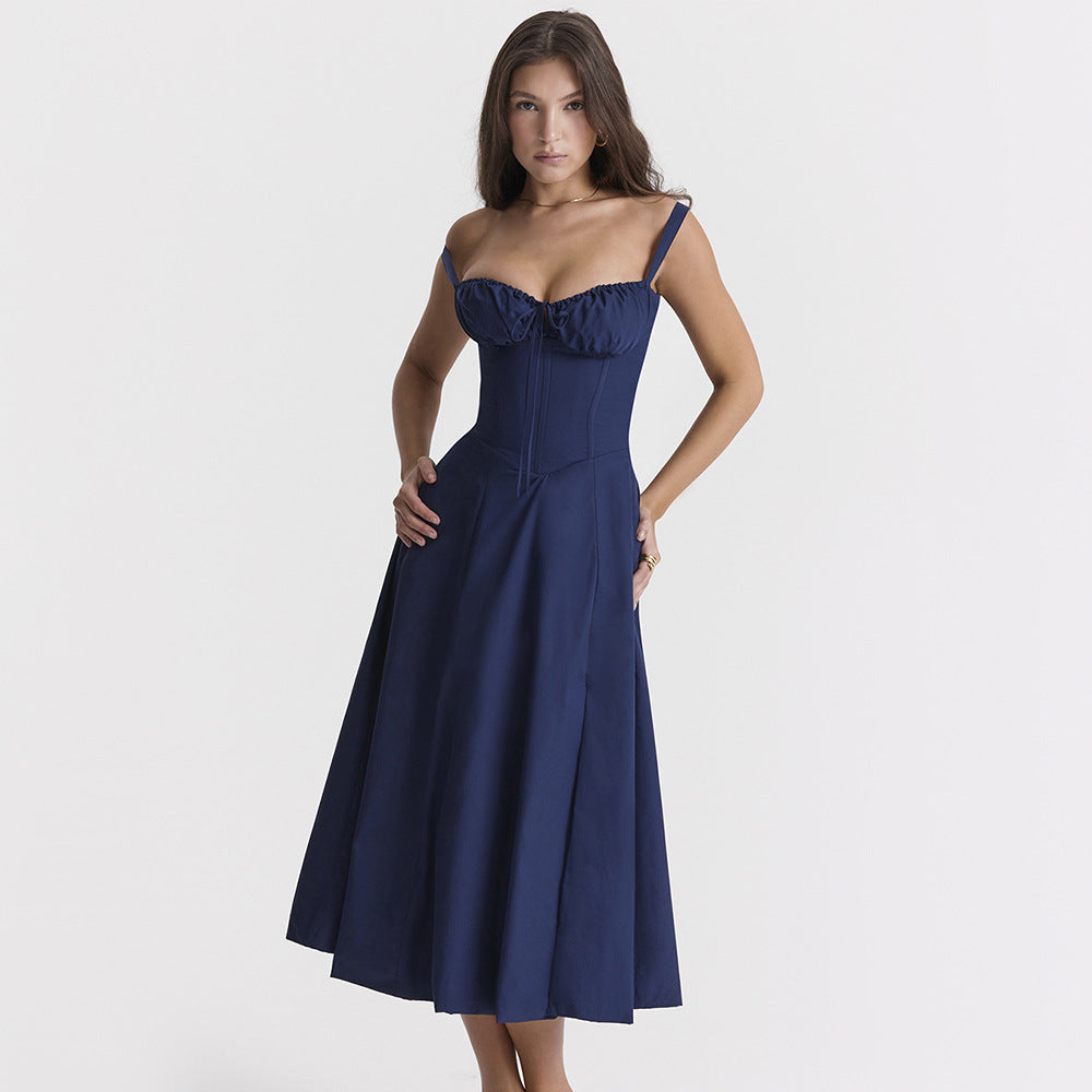 Sexy Backless Floral Midi Dress for Vacation Style
