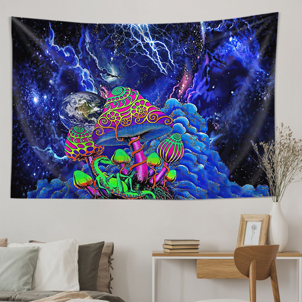 New American Bohemian Dreamy Psychedelic Mushroom Tapestry