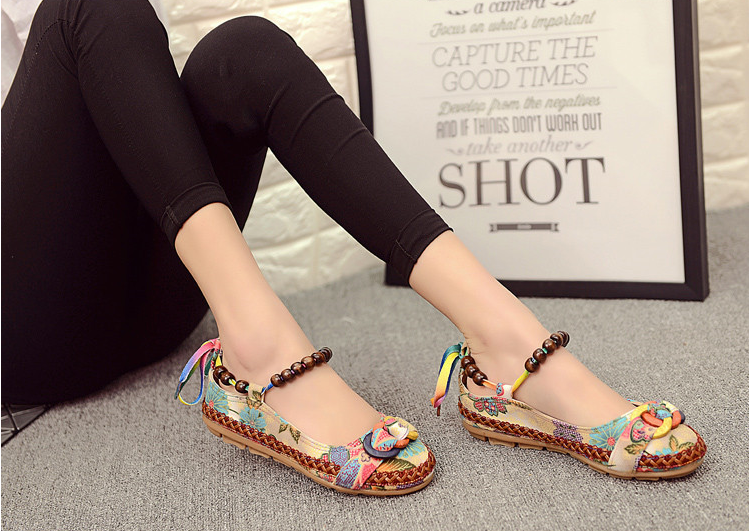 Beaded Fabric Lace-Up Shoes