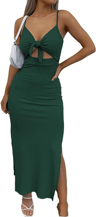 Lace-Up Slit Dress