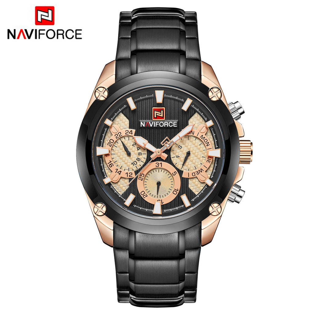 NAVIFORCE Men's Steel Band Watch for Sports & Business