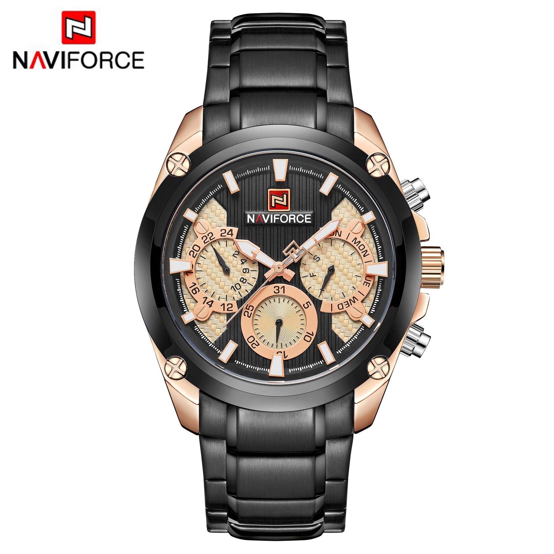 NAVIFORCE Men's Steel Band Watch for Sports & Business
