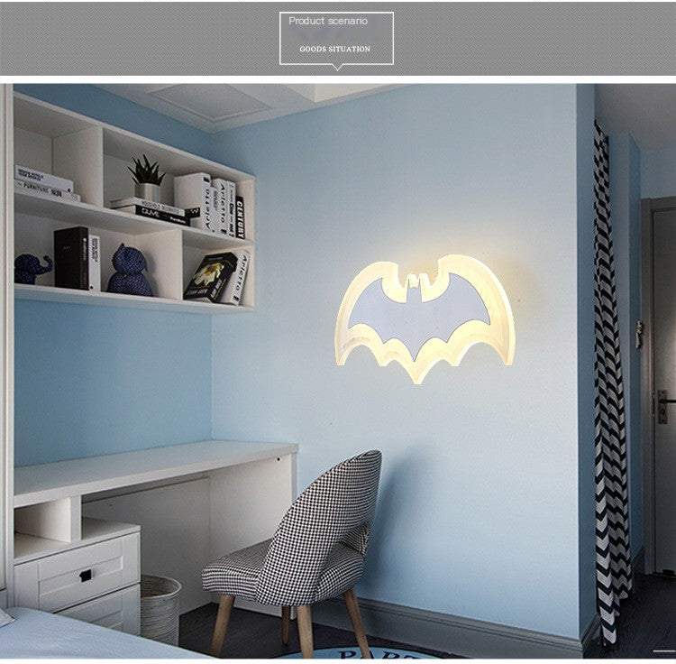 LED Acrylic Bat Wall Light for Creative Bedroom