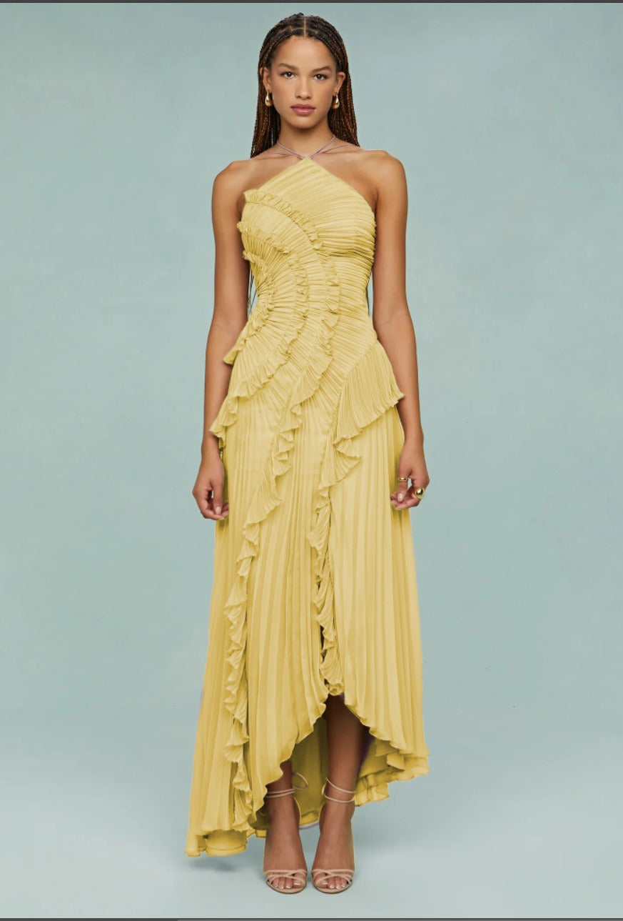 Ruffled Pleated Hem Dress