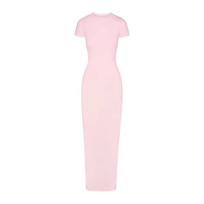 New Short Sleeve Split Thread Sheath Dress