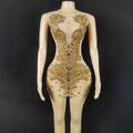 Solid Color Sheer Rhinestone Fitted Dress