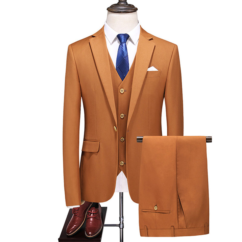 Caramel Color Men's Suit Set for Students and Weddings