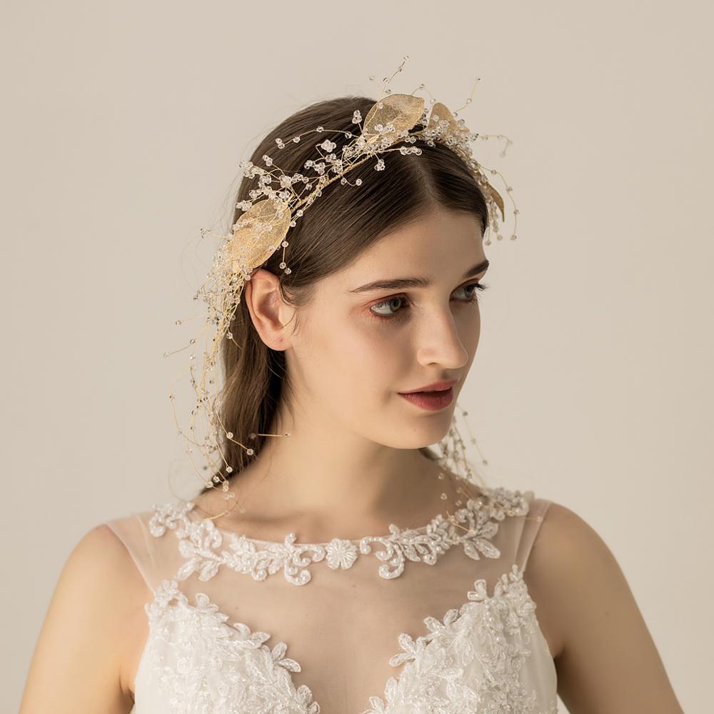 Bridal Headband with Crystal Leaf Design (Wholesale)