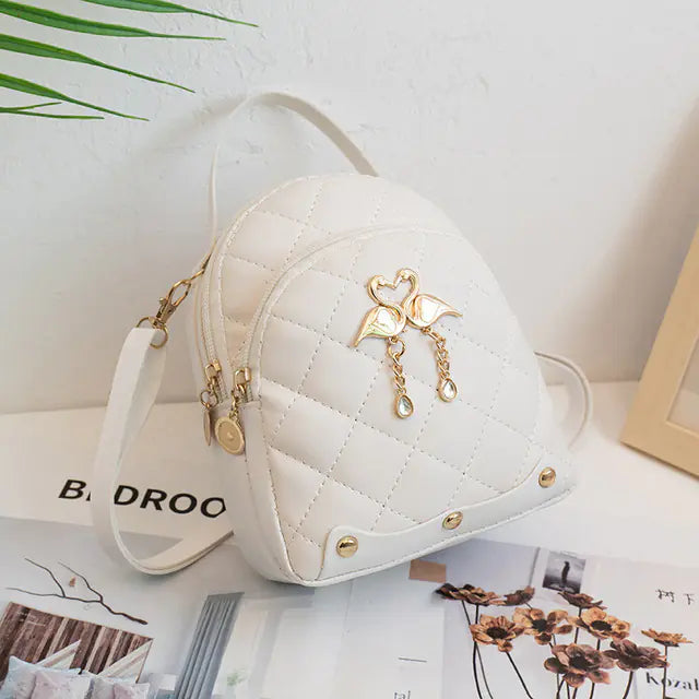 Embroidered PU Leather Small Backpack for Women