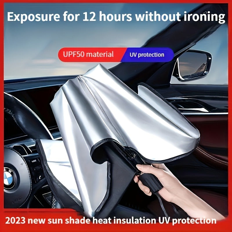 UPF50+ Compact Roll-Up Sunshade for Front Window