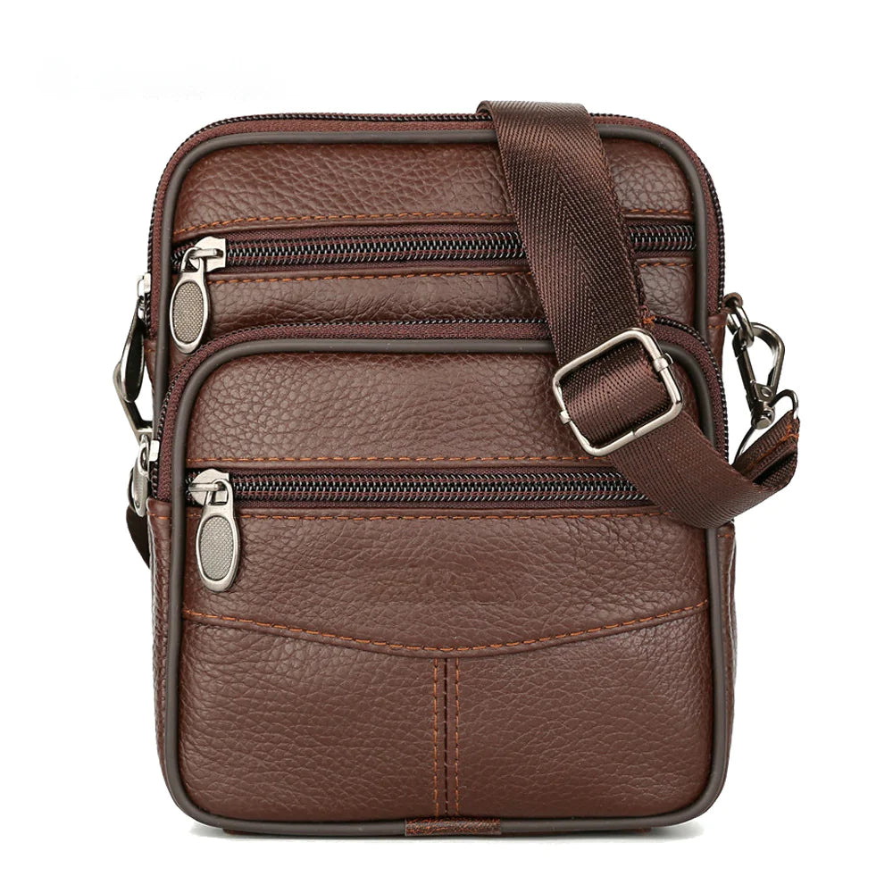 Genuine Leather Men's Crossbody Phone Bag and Waist Bag