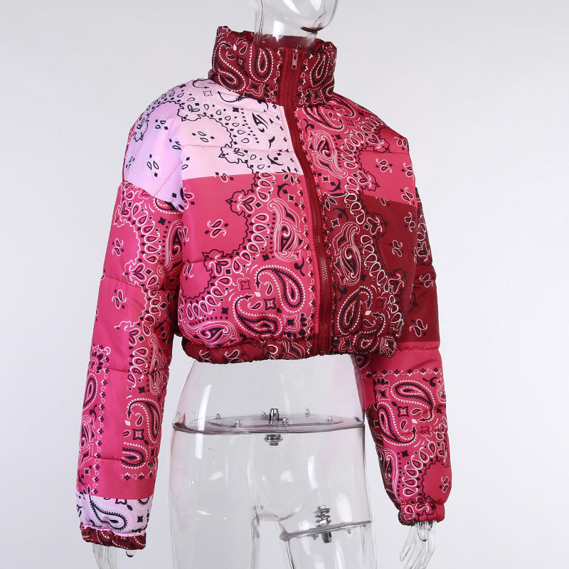 New Autumn Winter Women's Printed Zipper Jacket