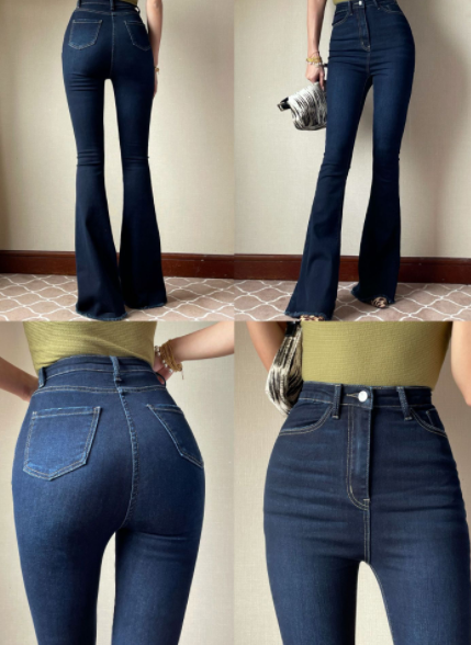 Women's High-Rise Bell-Bottom Flared Denim Jeans