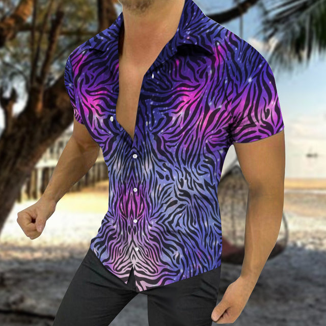 Men's Casual Summer Hawaiian Print Short Sleeve Shirt
