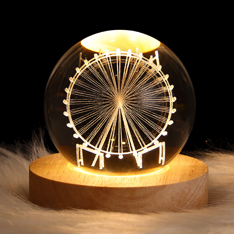 LED Galaxy Crystal Ball Night Light – 3D Planet & Moon Table Lamp for Bedroom, Kids, and Gifts