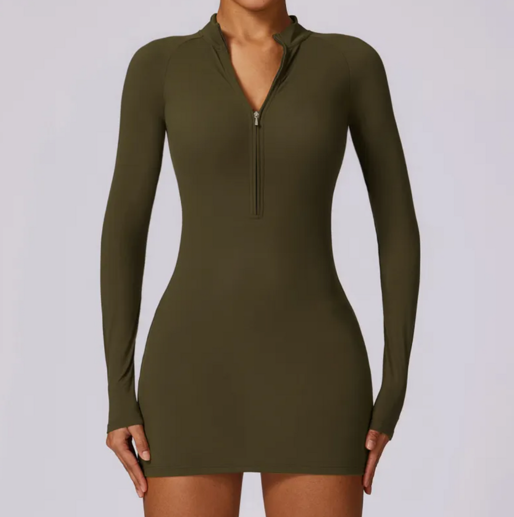 Zippered Tight-Fit Sports Dress