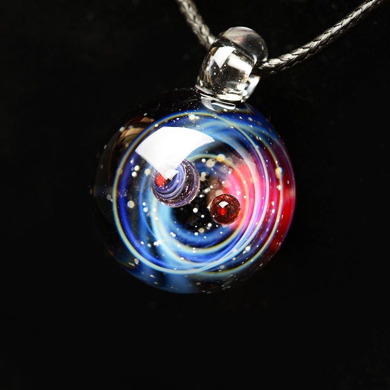 Creative Glass Pendant Necklace with Nebula Elements