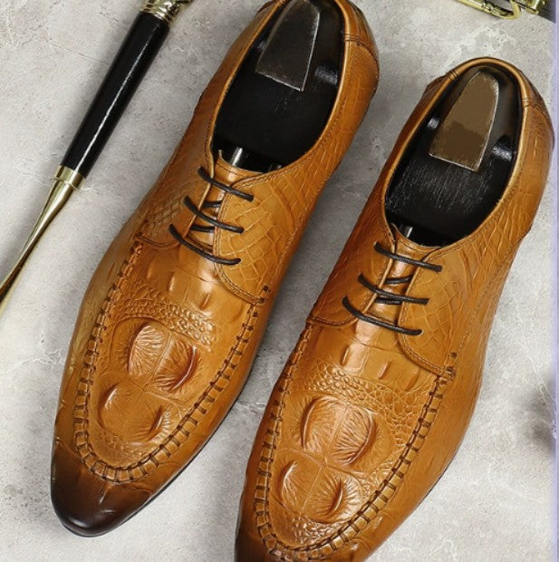 Crocodile Pattern British Men's Dress Shoes